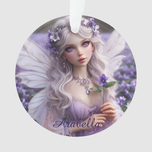 Mooie februari Fairy in Violets Ornament (voorkant)