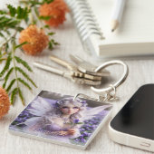 Mooie februari Fairy in Violets Sleutelhanger (Voorkant Rechts)