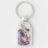 Mooie februari Fairy in Violets Sleutelhanger (Voorkant)