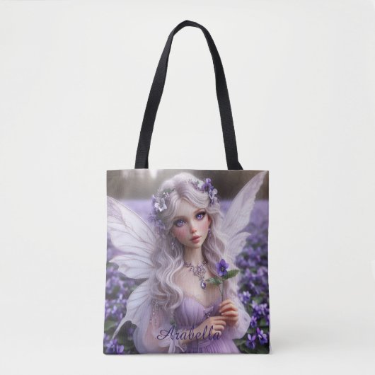 Mooie februari Fairy in Violets Tote Bag (Voorkant)