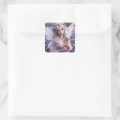 Mooie februari Fairy in Violets Vierkante Sticker (Tas)