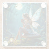 Mooie fee Drink koffie betoverd bos Glazen Onderzetter (Achterkant)