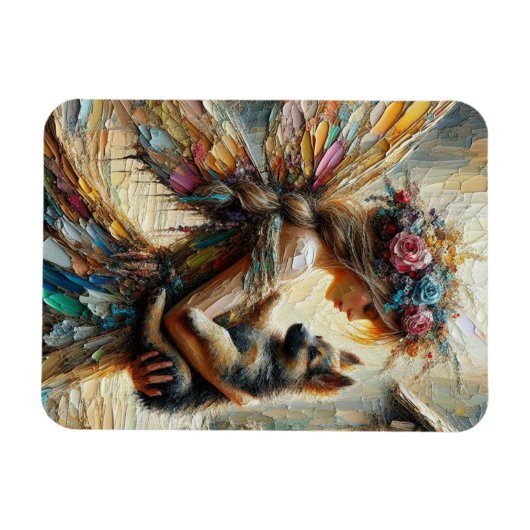 Mooie fee en Duitse herder puppy Magneet (Horizontaal)