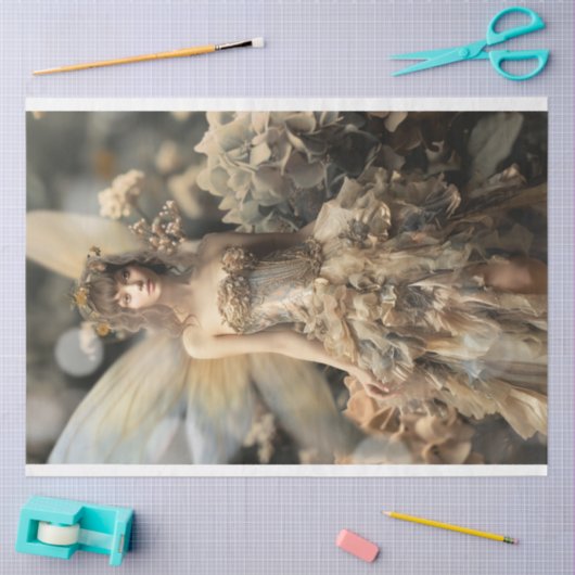 Mooie fee, etherische tuin, portretkunst tissuepapier (Craft)