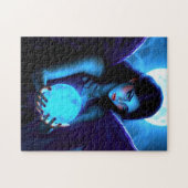 Mooie fee houdt magische gloeiende bol legpuzzel (Horizontaal)