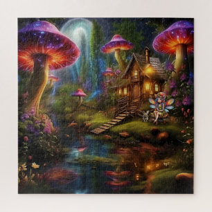 Mooie fee in haar boshuis legpuzzel