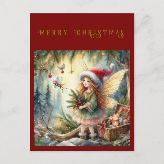 Mooie fee in het bos Prettig kerstfeest Briefkaart (Voorkant)