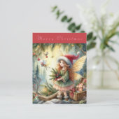 Mooie fee in het bos Prettig kerstfeest Briefkaart (Staand voorkant)