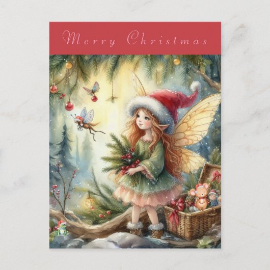 Mooie fee in het bos Prettig kerstfeest Briefkaart (Voorkant)