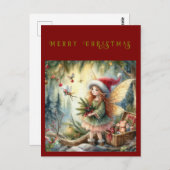 Mooie fee in het bos Vrolijk kerstfeest Briefkaart (Voorkant / Achterkant)