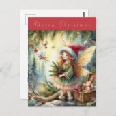 Mooie fee in het bos Vrolijk kerstfeest Briefkaart (Voorkant / Achterkant)