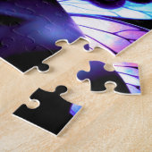 Mooie fee kijkt omhoog naar volle maan legpuzzel (Zijkant)