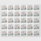 Mooie fee meisje rijden in een betoverd bos cadeaupapier (Vlak)