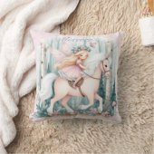 Mooie fee meisje rijden in een betoverd bos kussen (Deken)