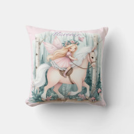 Mooie fee meisje rijden in een betoverd bos kussen