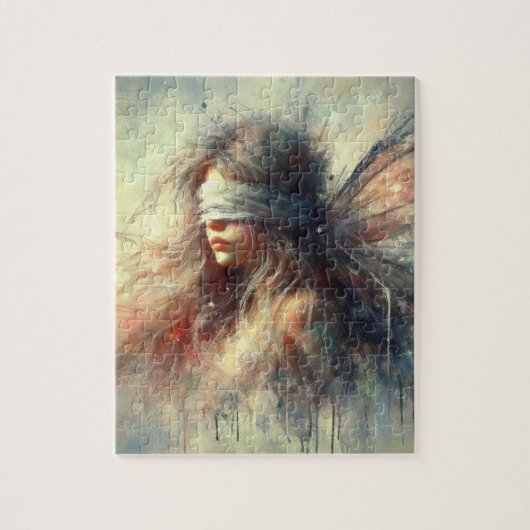 Mooie fee met blinddoek legpuzzel (Verticaal)