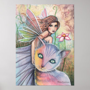 Mooie fee met kattenposter van Molly Harrison Poster