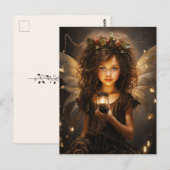 Mooie fee met ragfijne vleugels die een kaars vast briefkaart (Voorkant / Achterkant)