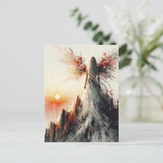 Mooie fee op de berg bij zonsopgang briefkaart (Staand voorkant)