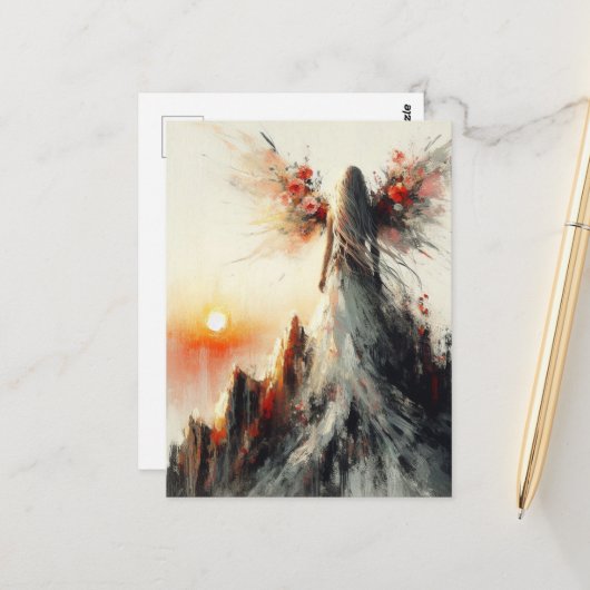 Mooie fee op de berg bij zonsopgang briefkaart (Voorkant / Achterkant in situ)