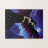 Mooie fee op de berg met maan legpuzzel (Horizontaal)