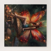 Mooie fee op paddestoel legpuzzel (Horizontaal)