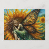 Mooie fee Slapen in een Zonnebloem Briefkaart (Voorkant)