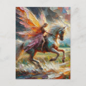 Mooie fee te paard briefkaart (Voorkant)