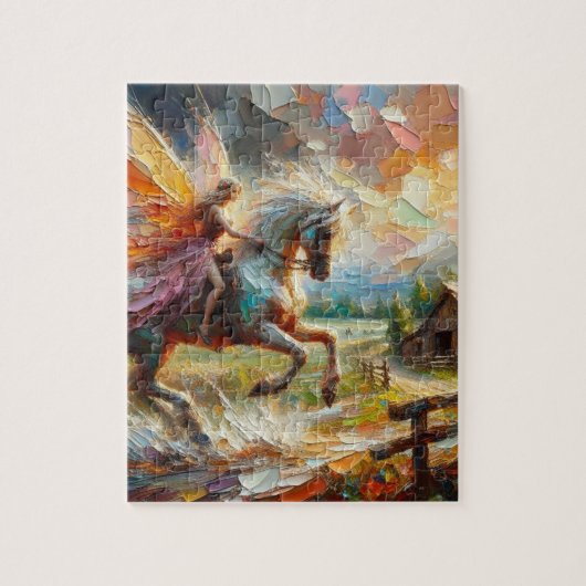 Mooie fee te paard legpuzzel (Verticaal)