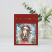 Mooie fee vrolijk kerstfeest briefkaart (Staand voorkant)
