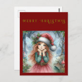 Mooie fee vrolijk kerstfeest briefkaart (Voorkant / Achterkant)