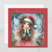 Mooie fee vrolijk kerstfeest kaart (Voorkant / Achterkant)