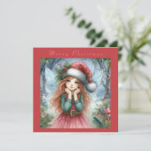 Mooie fee vrolijk kerstfeest kaart (Staand voorkant)