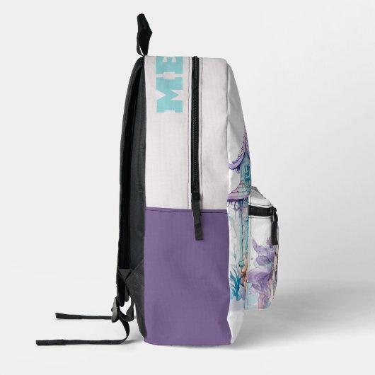 Mooie fee zeemeermin blauwgroen paarse aangepaste  bedrukte rugzak (Links)