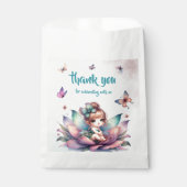 Mooie fee zittend in een bloem bedankzakje (Voorkant)
