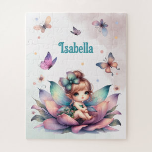 Mooie fee zittend in een bloem legpuzzel