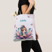 Mooie fee zittend in een bloem tote bag (Dichtbij)
