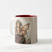Mooie feeën gekleed in rood tweekleurige koffiemok (Voorkant links)