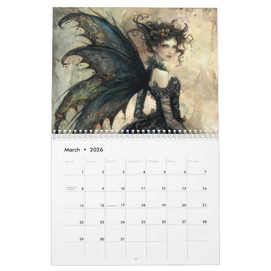 Mooie feeën vlinders Elegant Kalender (Mar 2026)