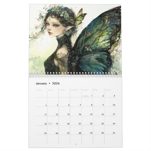 Mooie feeën vlinders Elegant Kalender (Jan 2026)