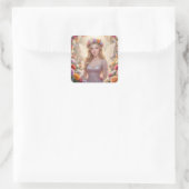 Mooie feeënprinses vierkante sticker (Tas)