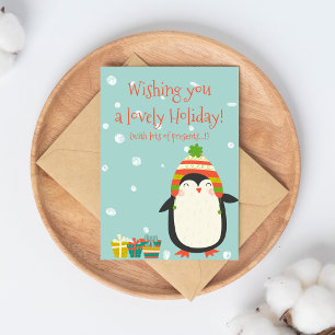 Mooie feestdag! Cute Penguin   Vreemde kerst Briefkaart