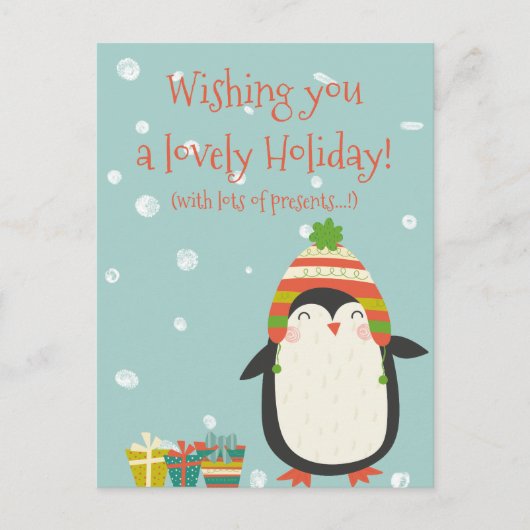 Mooie feestdag! Cute Penguin | Vreemde kerst Briefkaart (Voorkant)
