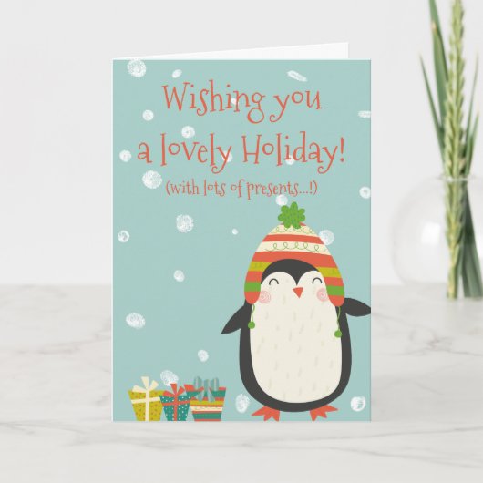 Mooie feestdag! Cute Penguin | Vreemde kerst Feestdagen Kaart (Voorkant)