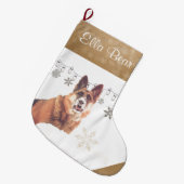 Mooie feestdag Duitse herder in sneeuw Grote Kerstsok (Voorkant (Hangend))