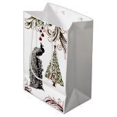 Mooie feestdag met voetgangers en kerstbomen medium cadeauzakje (Voorkant Gekanteld)