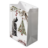 Mooie feestdag met voetgangers en kerstbomen medium cadeauzakje (Achterkant Gekanteld)