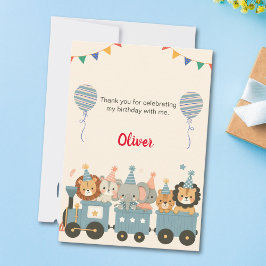 Mooie feestdieren op trein welkomstbord bedankkaart