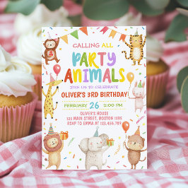 Mooie Feestelijke Dieren Kinderen Verjaardagsuitno Kaart