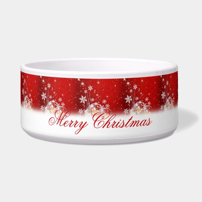 Mooie feestelijke illustratie "prettige kerst" voerbakje (Voorkant)